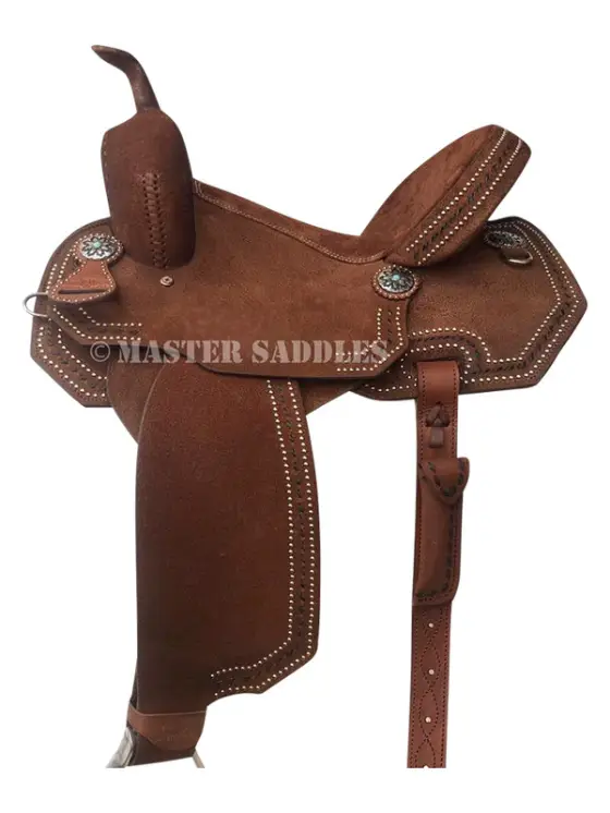 Leather barrel racing saddle
